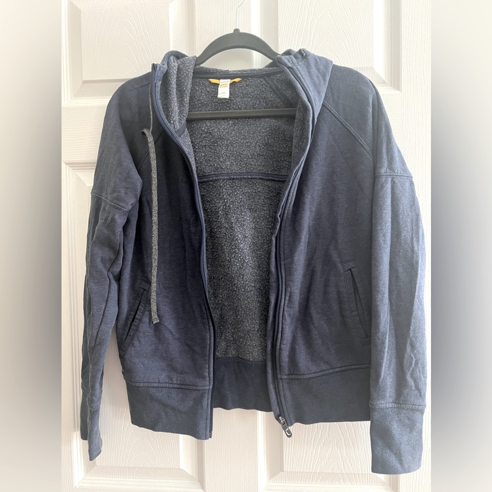 Small Womens Twilight Blue Zip Up Hoodie. Made by Lolë in Montreal.
